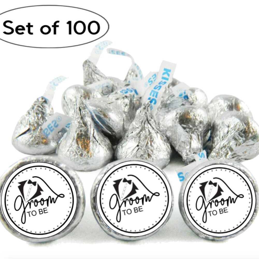Groom To Be Kisses Candy Stickers | 100pcs| Waterproof Glossy Vinyl | Bachelor